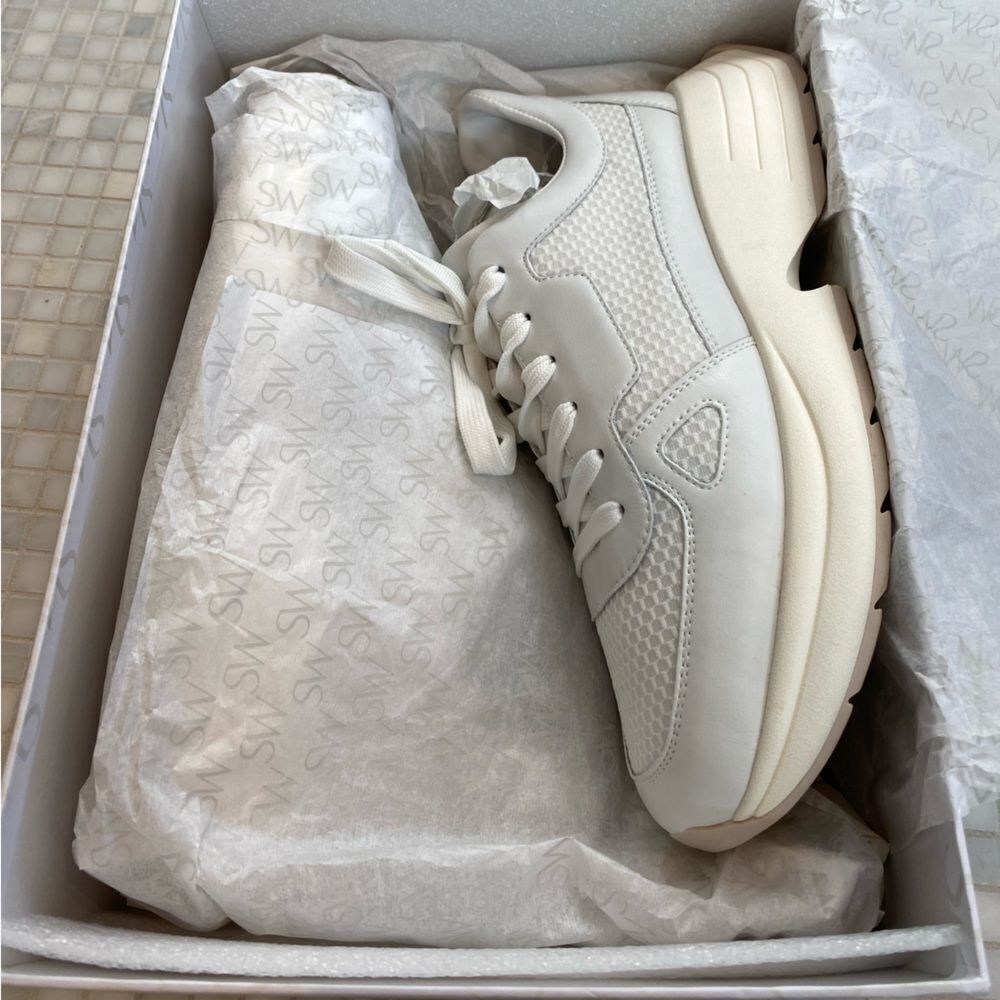 Stuart Weitzman Willow Runner Mesh & Leather Sneaker Brand New - Picture 9 of 12